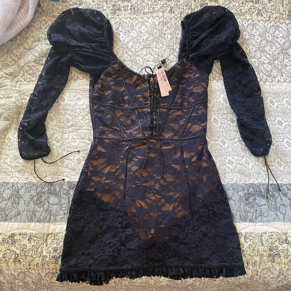 For Love & Lemons Black Violeta Dress